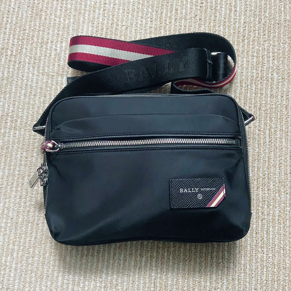 New Bally Logo Parch Tech Nylon Messenger Bag